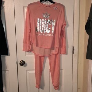Juicy couture soft semi plush pajama set pink size xs